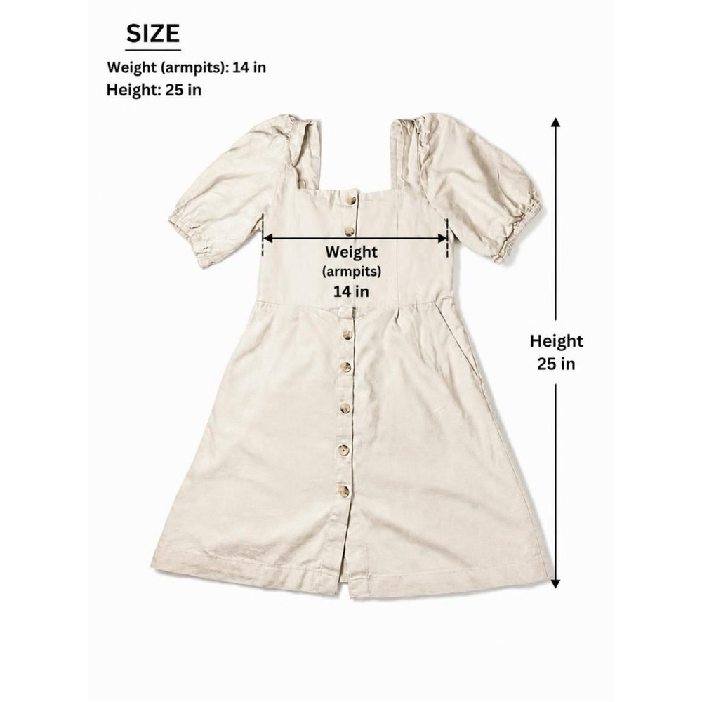 Old Navy Puff-Sleeve Linen-Blend Lagenlook Beach Button Mini Dress Women's Sz M - Picture 2 of 5